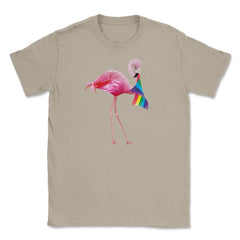 Pink Flamingo with Rainbow flag design Gift graphic Unisex T-Shirt - Cream
