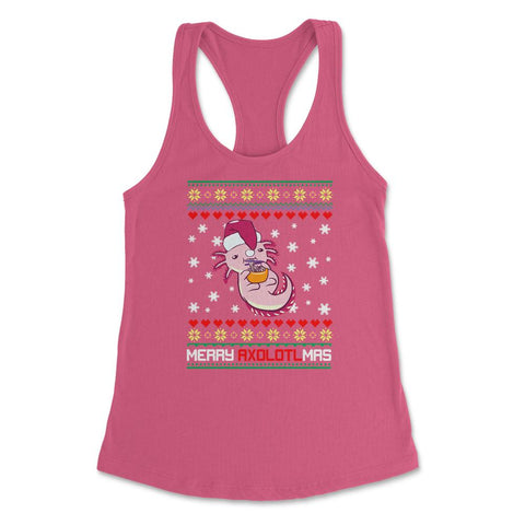 Christmas Kawaii Axolotl Merry Axolotlmas Funny Ugly Xmas print - Hot Pink