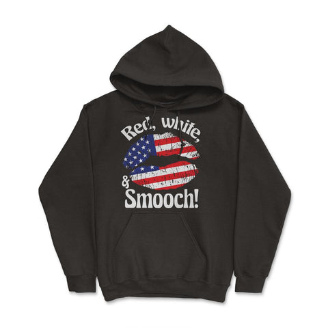 4th of July Red, white, and Smooch! Funny Patriotic Lips print Hoodie - Black