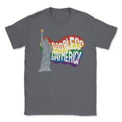God Bless Gaymerica Statue Of Liberty Rainbow Pride Flag design - Smoke Grey