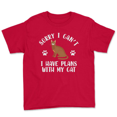 Funny Sorry I Can't I Have Plans With My Cat Pet Owner Gag design - Red
