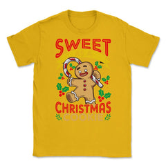 Sweet As A Christmas Cookie Gingerbread Man design Unisex T-Shirt - Gold