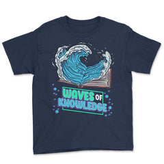 Waves of Knowledge Book Reading is Knowledge graphic Youth Tee - Navy