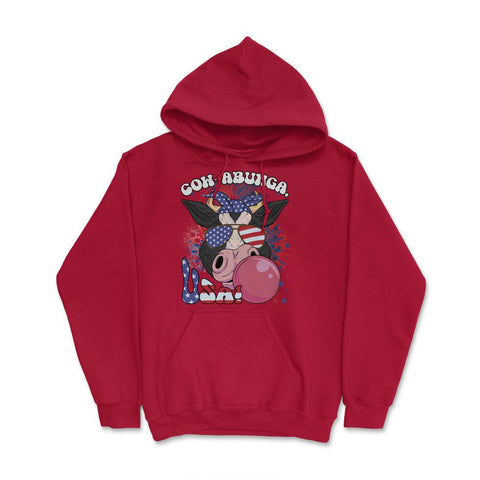 4th of July Cow-abunga, USA! Funny Patriotic Cow design Hoodie - Red