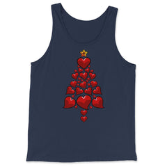 Christmas Tree Hearts For Her Funny Matching Xmas print - Tank Top - Navy