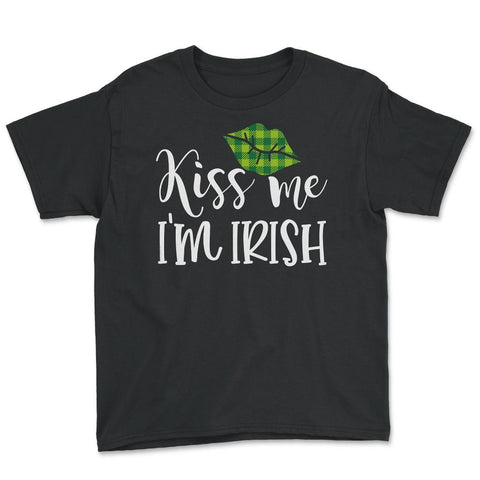 Kiss Me I’m Irish Green Lips Saint Patrick’s Day Women graphic Youth - Black