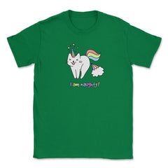 Caticorn I am naughty! Novelty Gift design graphics Tee Unisex T-Shirt - Green