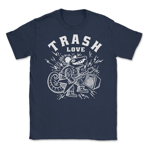 Trash Love Funny Possum Rocker Playing Electric Guitar Pun design - Navy