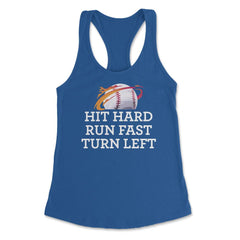 Funny Baseball Player Hit Hard Run Fast Turn Left Humor print Women's - Royal