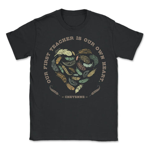 Peacock Feathers Heart Motivational Native Americans design - Unisex T-Shirt - Black