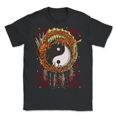 Chinese Dragon & Yin Yang Dreamcatcher Zen Meditation graphic - Unisex T-Shirt - Black