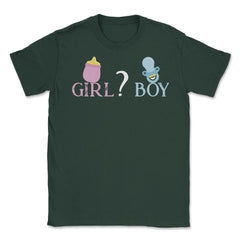 Funny Girl Boy Baby Gender Reveal Announcement Party print Unisex - Forest Green