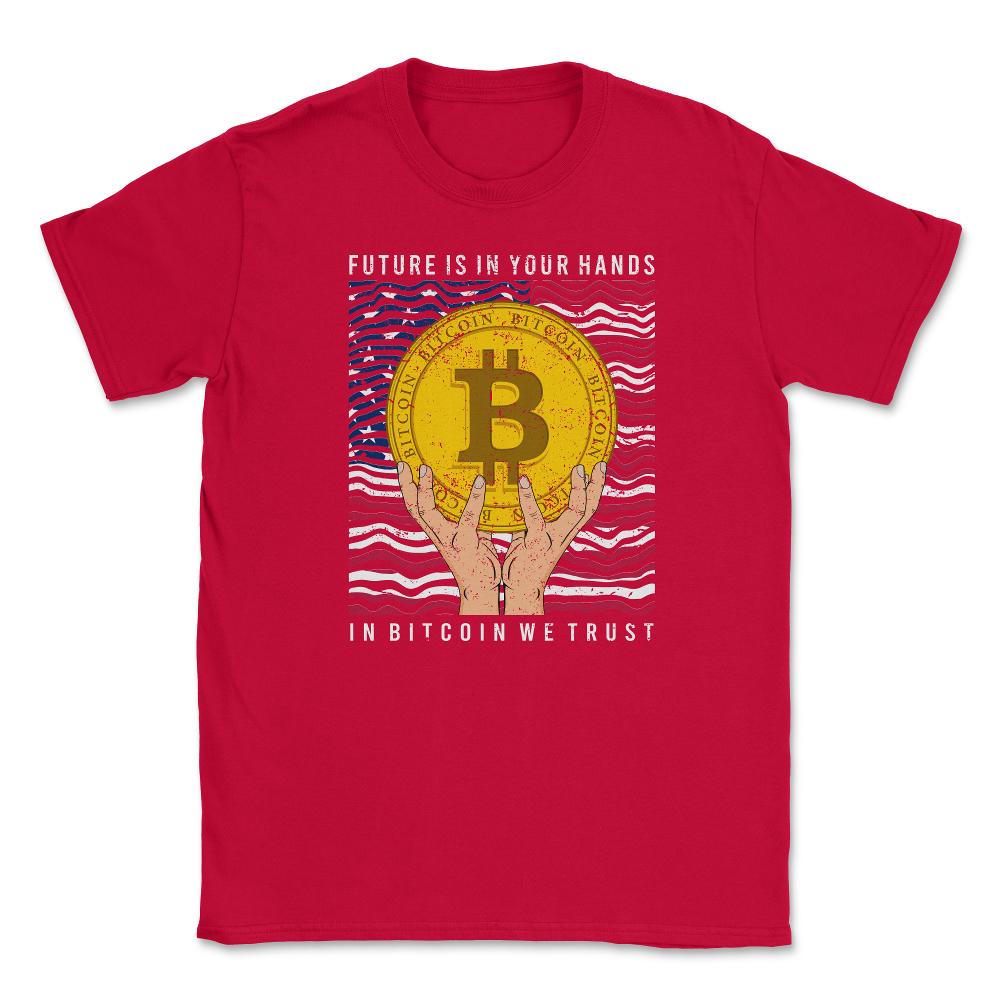 Patriotic Bitcoin USA Flag Grunge Retro In Bitcoin We Trust graphic - Red
