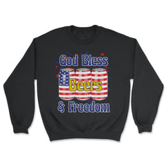 God Bless Beer & Freedom Funny 4th of July Patriotic graphic - Unisex Sweatshirt - Black