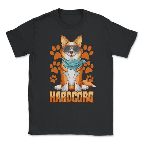 Hardcorg Corgi Pun Funny Corgi Dog With Sunglasses Pun product Unisex - Black