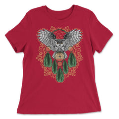 Owl Dreamcatcher Boho Mystical Hand-Drawn Design product - Women's Relaxed Tee - Red