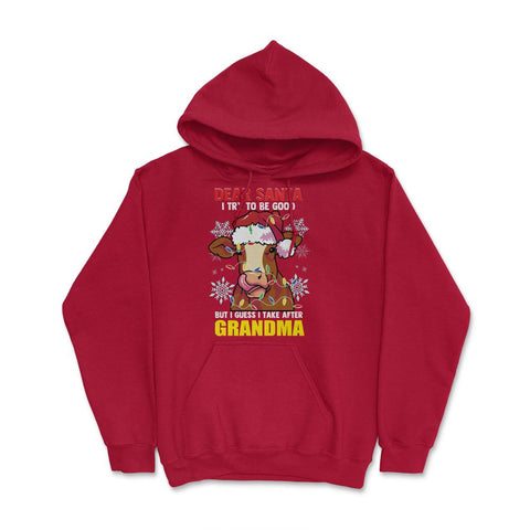 Dear Santa I tried to be good but I take after my Grandma design - Red
