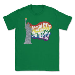 God Bless Gaymerica Statue Of Liberty Rainbow Pride Flag design - Green
