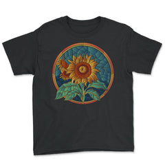 Stained Glass Art Sunflower Colorful Glasswork Design design - Youth Tee - Black