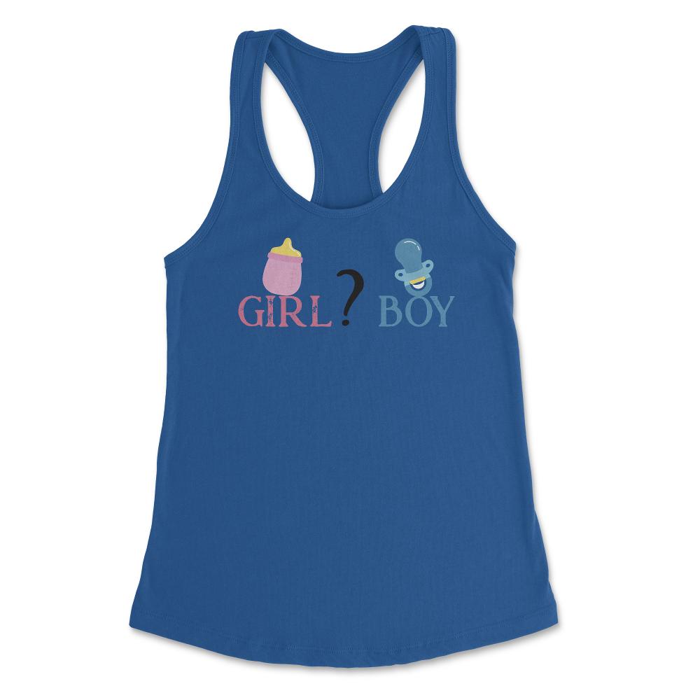 Funny Girl Boy Baby Gender Reveal Announcement Party product Women's - Royal