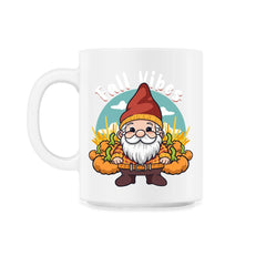 Fall Vibes Cute Gnome with Pumpkins Autumn Graphic design - 11oz Mug - White