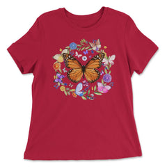 Pollinator Butterflies & Flowers Cottage core Aesthetic product - Women's Relaxed Tee - Red