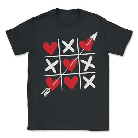 Tic Tac Toe Valentine's Day XOXO Hearts & Crosses graphic Unisex - Black