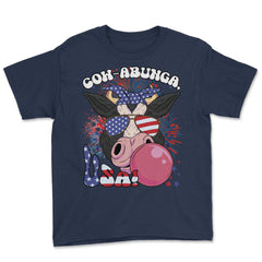 4th of July Cow-abunga, USA! Funny Patriotic Cow design Youth Tee - Navy