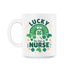 Lucky To Be a Nurse St Patrick’s Day Boho Rainbow design - 11oz Mug - White