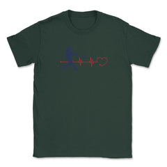 Baseball Lover Heartbeat Pitcher Batter Catcher Funny graphic Unisex - Forest Green