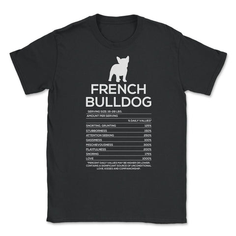Funny French Bulldog Nutrition Facts Humor Frenchie Lover product - Black