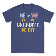 Funny He Or She Grandma To Bee Pink Or Blue Gender Reveal design - Purple
