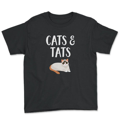 Funny Cats And Tats Tattooed Cat Lover Pet Owner Humor product Youth - Black