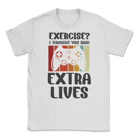 Funny Gamer Vintage Exercise Thought You Said Extra Lives graphic - White