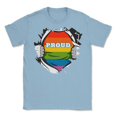 Rainbow Pride Flag Hero Gay design Unisex T-Shirt - Light Blue