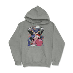 4th of July Cow-abunga, USA! Funny Patriotic Cow design Hoodie - Grey Heather