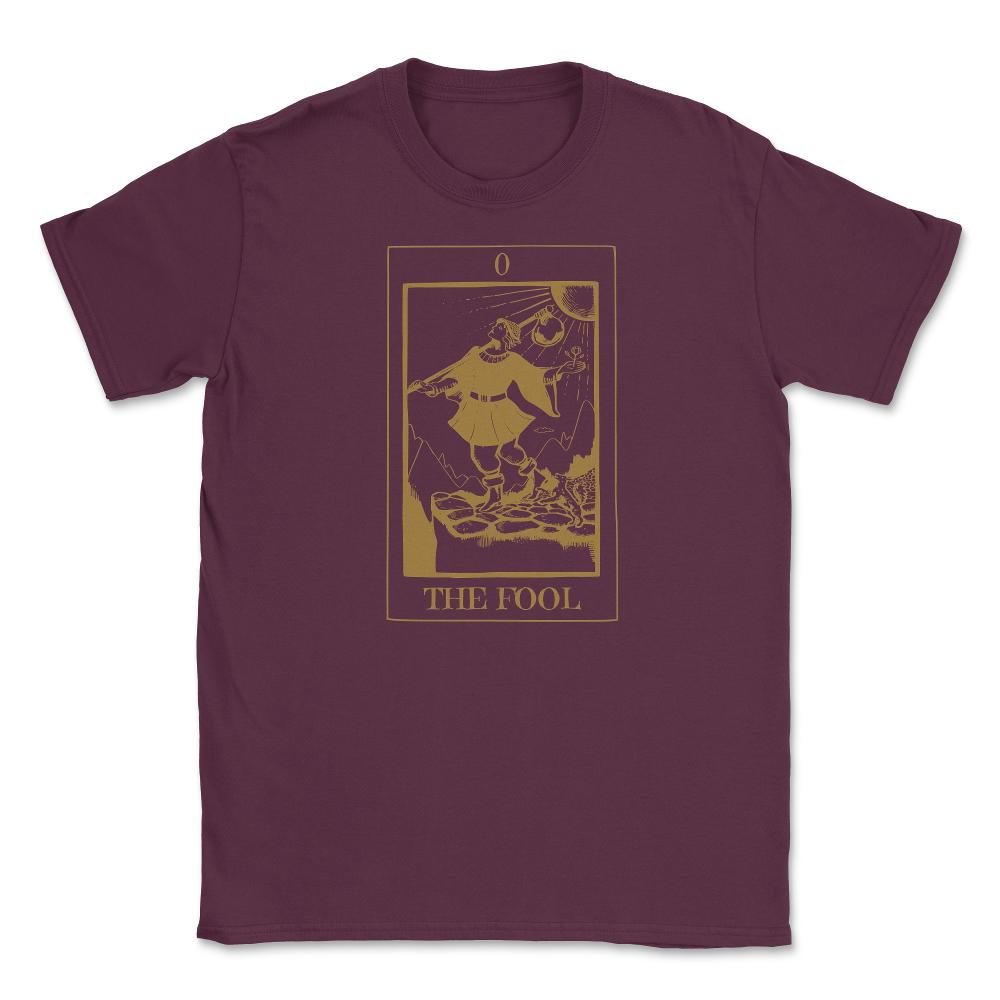 The Fool Tarot Card 0 Retro Vintage Line Art graphic Unisex T-Shirt - Maroon