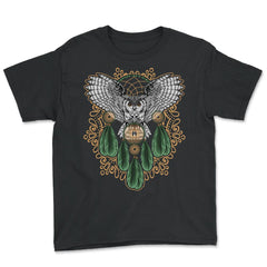 Owl Dreamcatcher Boho Mystical Hand-Drawn Design product - Youth Tee - Black
