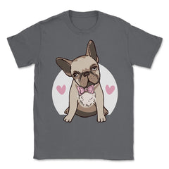 Cute French Bulldog With Hearts Bow Tie Frenchie Pet Owner design - Smoke Grey