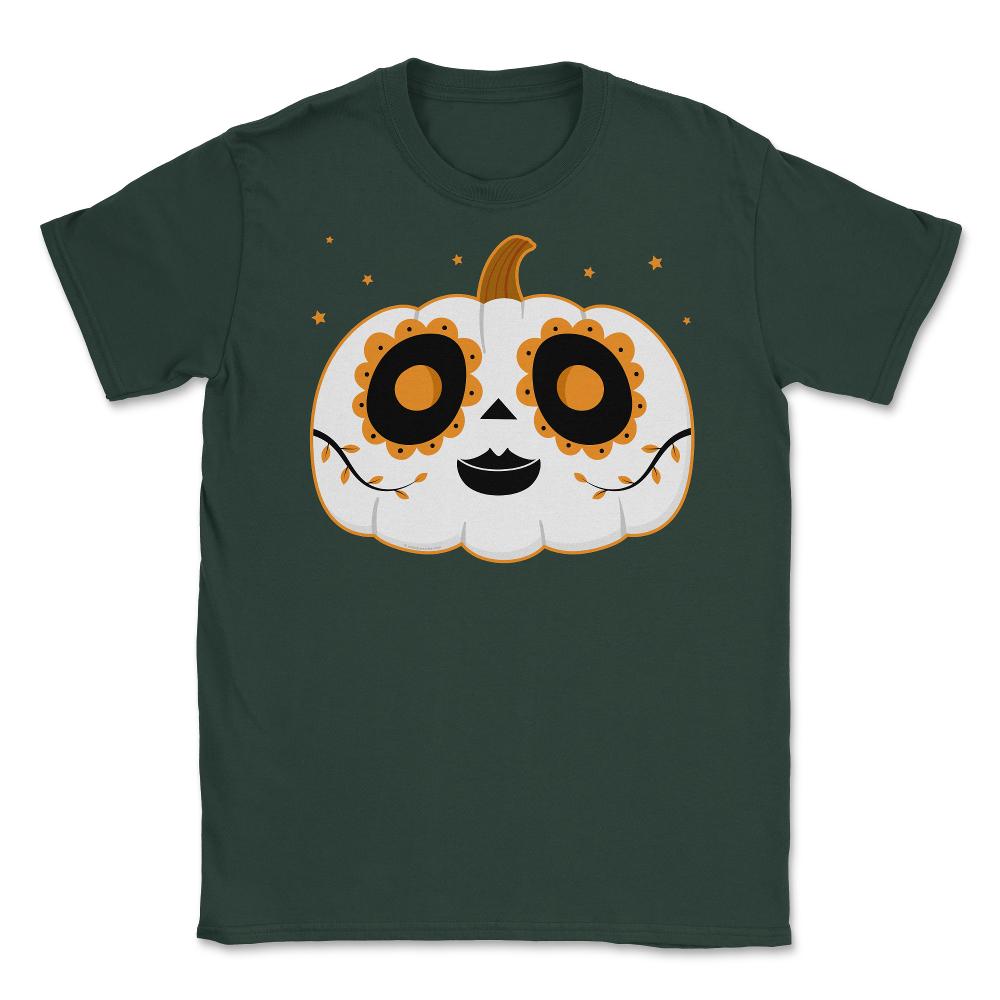 Day of the Dead Cute Skeleton Face Paint Pumpkin Halloween design - Forest Green