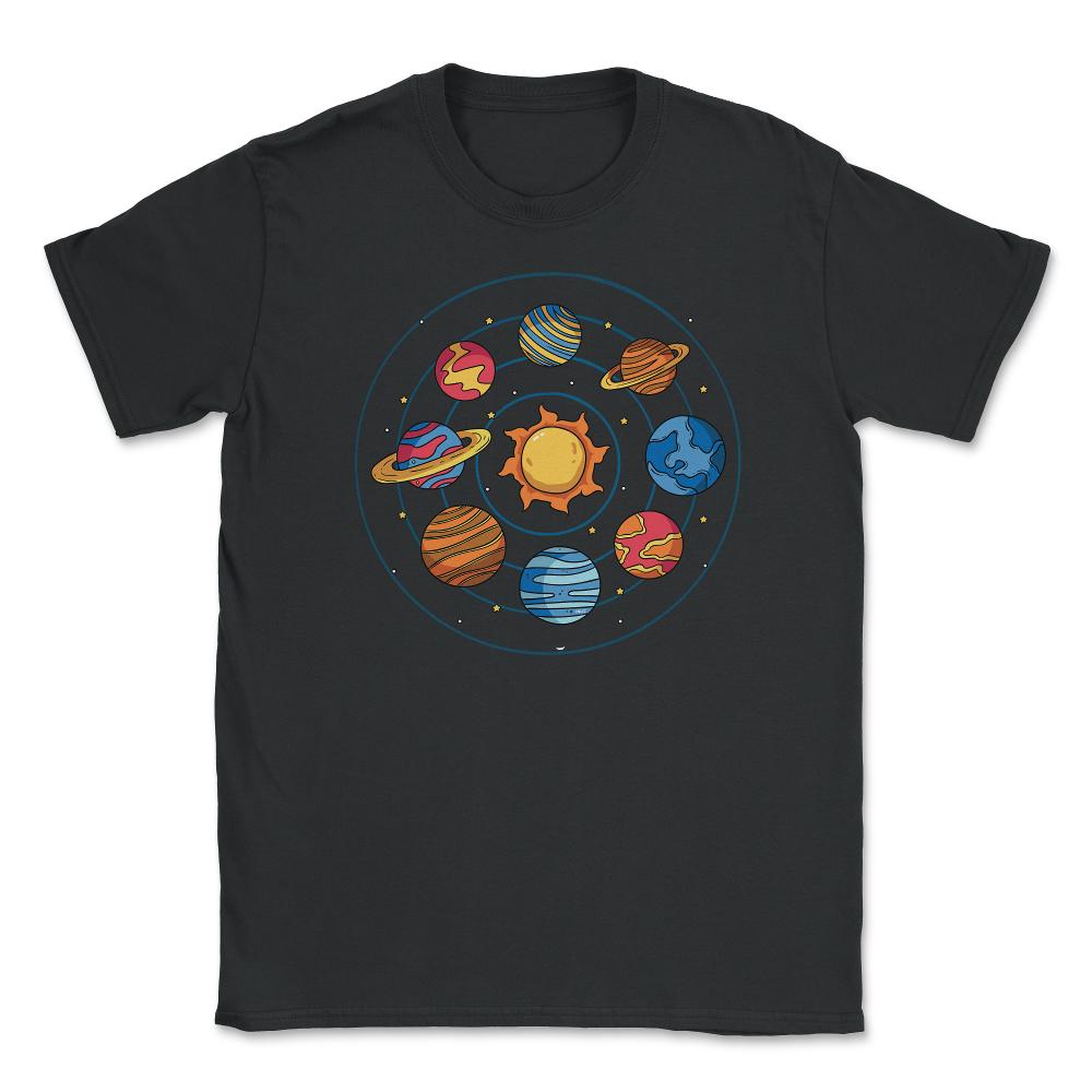 Solar System Planets Funny Planets Pluto Included Gift graphic Unisex - Black