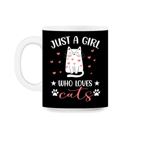 Funny Cute Cat Wearing Eyeglasses Just A Girl Who Loves Cats product - Black on White