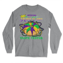 Mardi Gras Official King Cake Taste Tester Funny design - Long Sleeve T-Shirt - Grey Heather