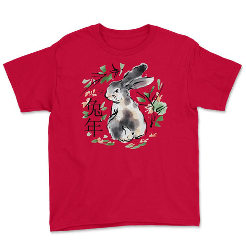 Chinese New Year of the Rabbit Cottage core Bunny product Youth Tee - Red
