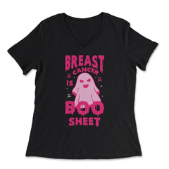 Breast Cancer Is Boo Sheet Ghost Print print - Women's V-Neck Tee - Black