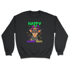 Happy Mardi Gras Funny Chihuahua Dog with Jester Hat & Beads print - Unisex Sweatshirt - Black