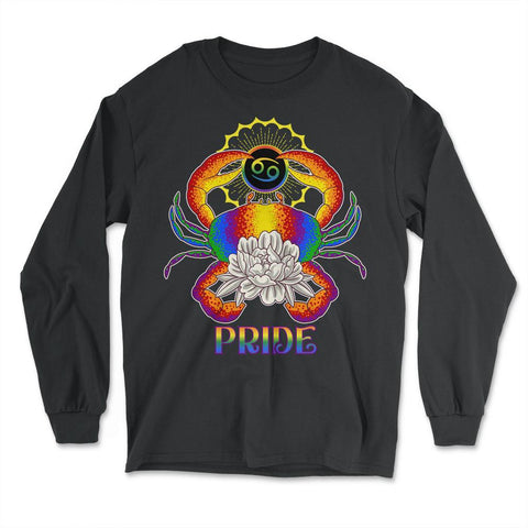 Gay Zodiac LGBTQ Zodiac Sign Cancer Rainbow Pride graphic - Long Sleeve T-Shirt - Black