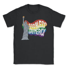 God Bless Gaymerica Statue Of Liberty Rainbow Pride Flag design - Black