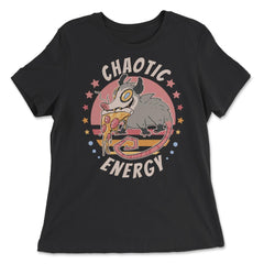 Chaotic Energy Opossum Funny Possum Eating Pizza design - Women's Relaxed Tee - Black