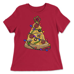 Christmas Pizza Tree Funny Pizza Lovers Pepperoni & Veggies graphic - Women's Relaxed Tee - Red